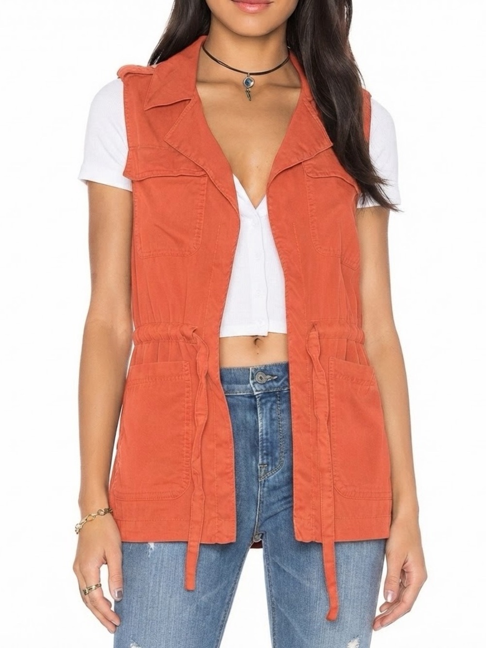 NWT Sanctuary Anthropologie Utility Cargo Vest Terracotta. Size S
